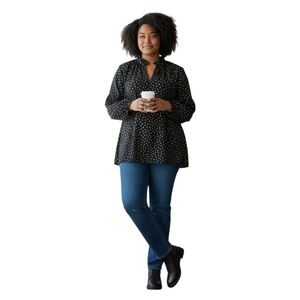 Lane Bryant Black Long Sleeve Blouse with Gold Pattern size 18